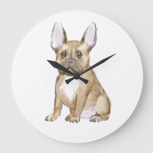 Adorable french bulldog puppy large clock