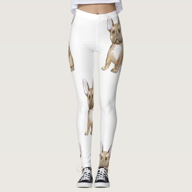 Adorable french bulldog puppy leggings (Front)