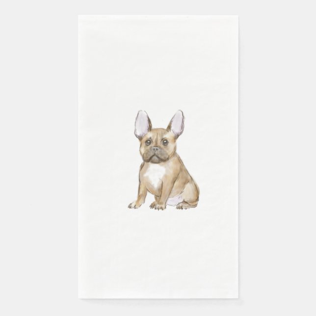 Adorable french bulldog puppy paper guest towels (Front)