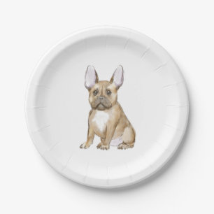 Adorable french bulldog puppy paper plates