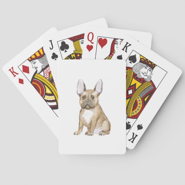 Adorable french bulldog puppy poker cards (Back)