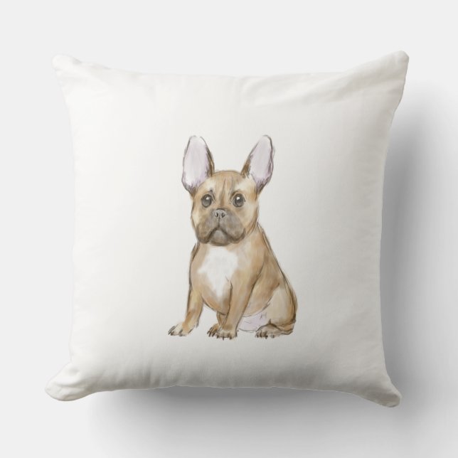 Adorable french bulldog puppy throw pillow (Front)