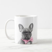 Adorable french bulldog puppy with a pink bow
