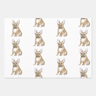Adorable french bulldog puppy wrapping paper sheets