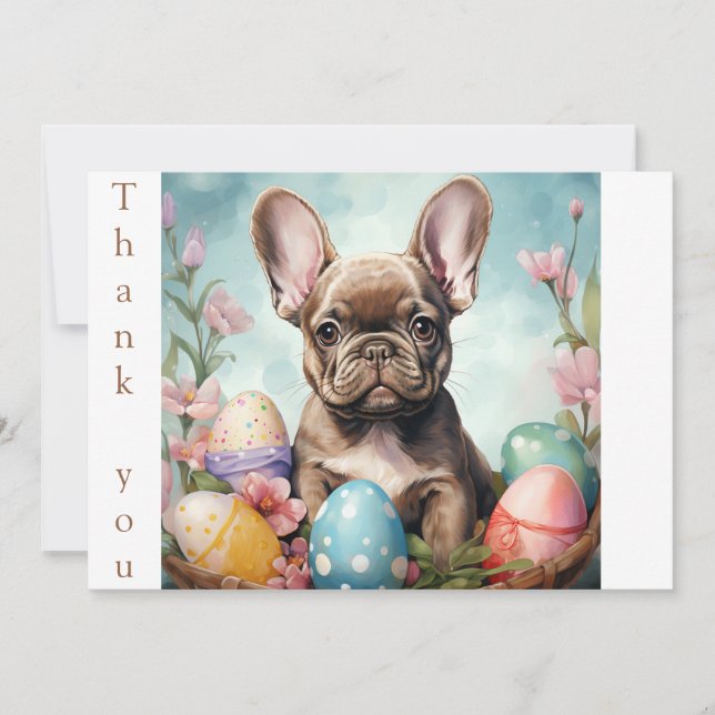 Adorable French Bulldog Thank You Card (Front)