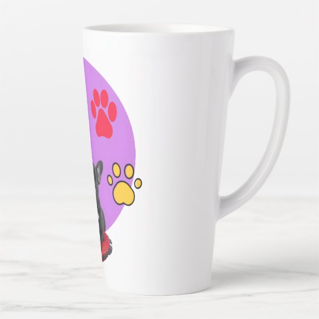 Adorable frienchie puppy with hearts  latte mug (Right)