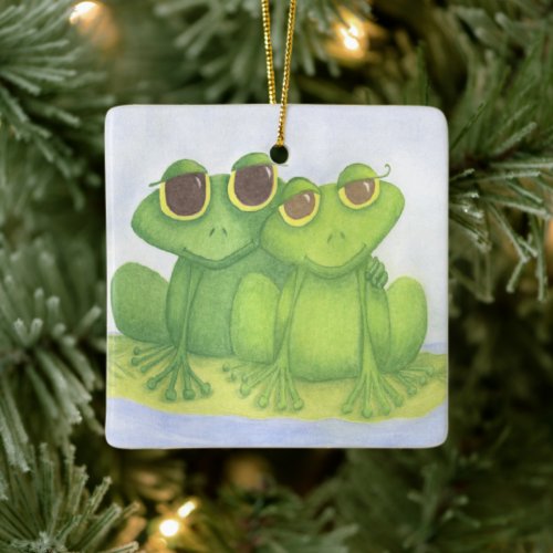 Adorable Frog Lovers Ceramic Ornament