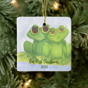 Adorable Frog Lovers Ceramic Ornament