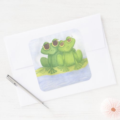 Adorable Frog Lovers Square Sticker