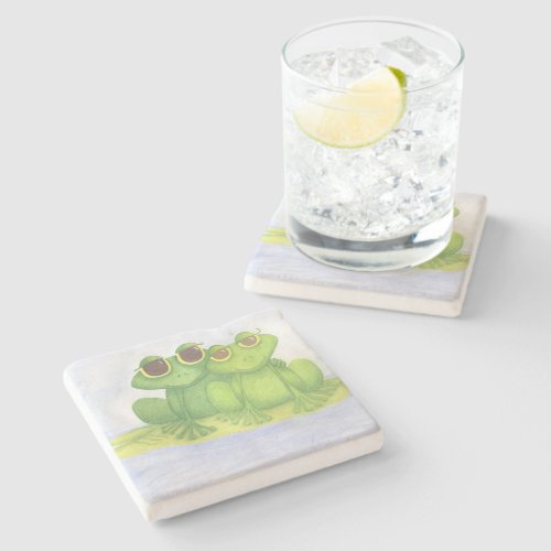 Adorable Frog Lovers Stone Coaster