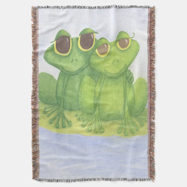Adorable Frog Lovers Throw Blanket (Front Vertical)