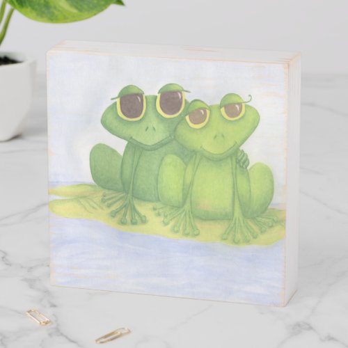 Adorable Frog Lovers Wooden Box Sign