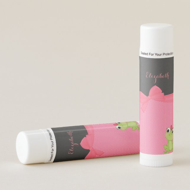 Adorable Frog,Polka Dots-Personalized Lip Balm (Front)