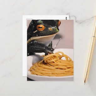 Adorable Frog With Spagetti Postcard