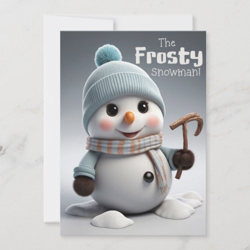 Adorable Frosty Snowman in Cool Winter Snow  Holiday Card