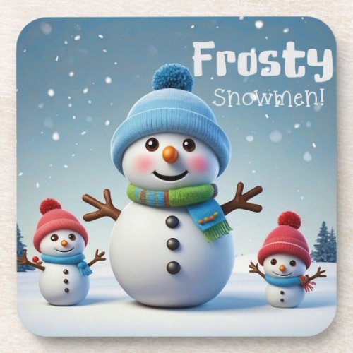 Adorable Frosty Snowmen in Winter Coasters 
