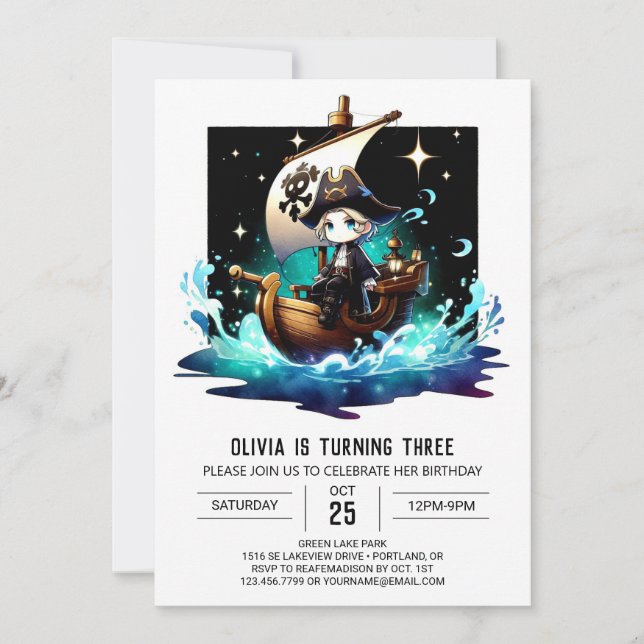 Adorable Fun Pirate Birthday Invitation (Front)