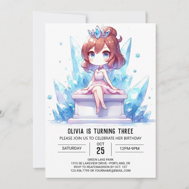 Adorable Fun Princess Birthday Invitation (Front)