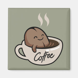 Adorable funny coffee l Funny cartoon bathing Cute Magnet