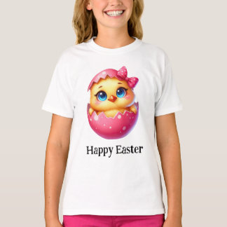 Adorable Funny Cute Easter Baby Chick Pink Egg T-Shirt