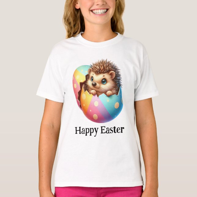 Adorable Funny Cute Easter Baby Hedgehog T-Shirt (Front)