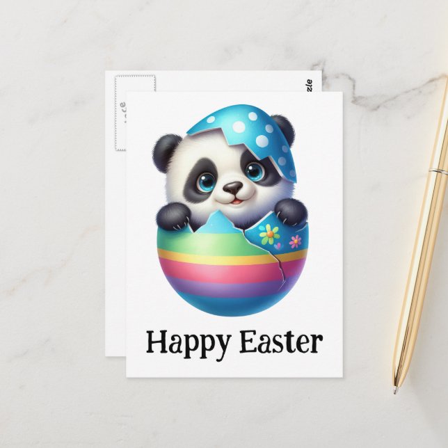 Adorable Funny Cute Easter Baby Panda Postcard (Front/Back In Situ)