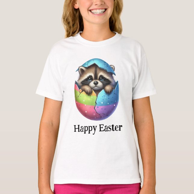 Adorable Funny Cute Easter Baby Raccoon T-Shirt (Front)