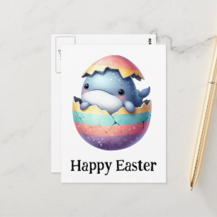 Adorable Funny Cute Easter Baby Whale Postcard