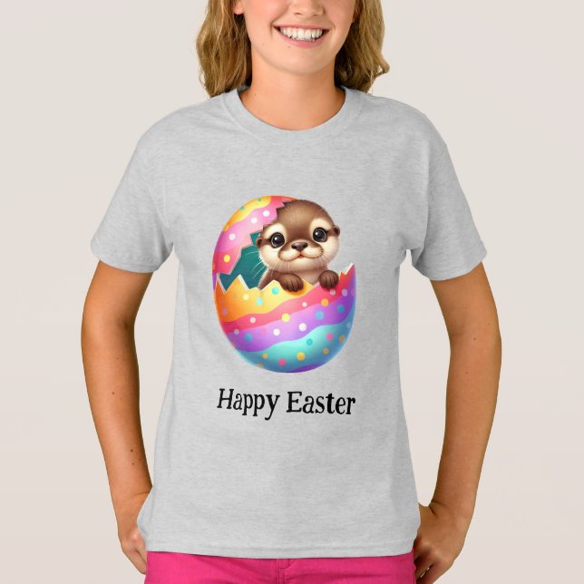 Adorable Funny Cute Easter Otter Baby T-Shirt (Front)