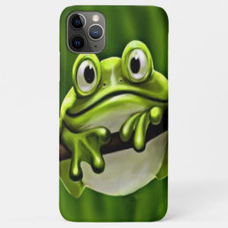 Adorable Funny Cute Smiling Green Frog In Tree iPhone 11 Pro Max Case