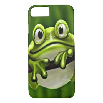 Adorable Funny Cute Smiling Green Frog In Tree Iphone 8/7 Case by IrestMyCase at Zazzle
