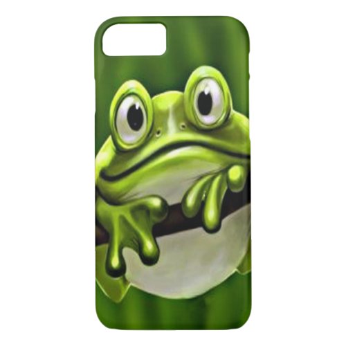Adorable Funny Cute Smiling Green Frog In Tree iPhone 87 Case