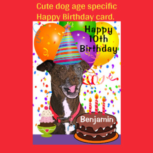 Adorable Funny Dog Age Specific Happy Birthday Card