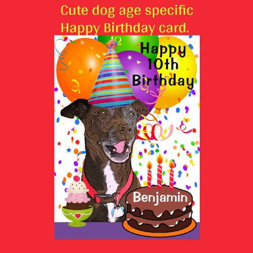  Adorable Funny  Dog Age Specific Happy Birthday Card