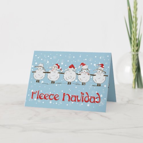 Adorable FUNNY Fleece Navidad Christmas Sheep Holiday Card