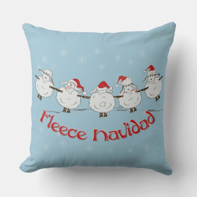 Adorable FUNNY Fleece Navidad Christmas Sheep Throw Pillow (Front)