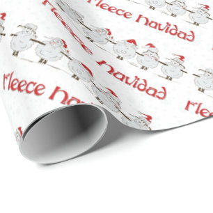 Adorable FUNNY Fleece Navidad Christmas Sheep Wrapping Paper