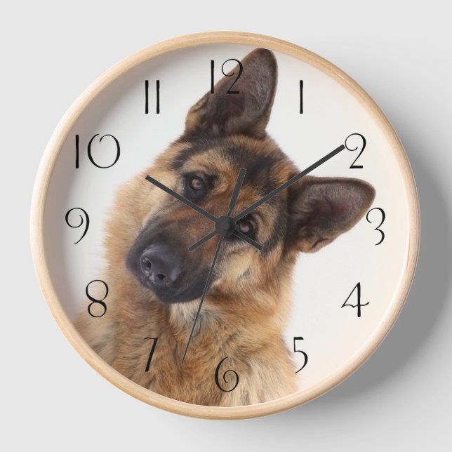 Adorable Funny German Shepherd Portrait Clock (Front)