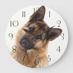 Adorable funny german shepherd portrait large clock