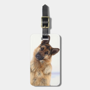 Adorable funny german shepherd portrait luggage tag