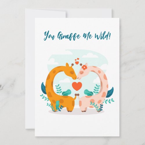 Adorable Funny Giraffe Couple Valentine Wild Holiday Card