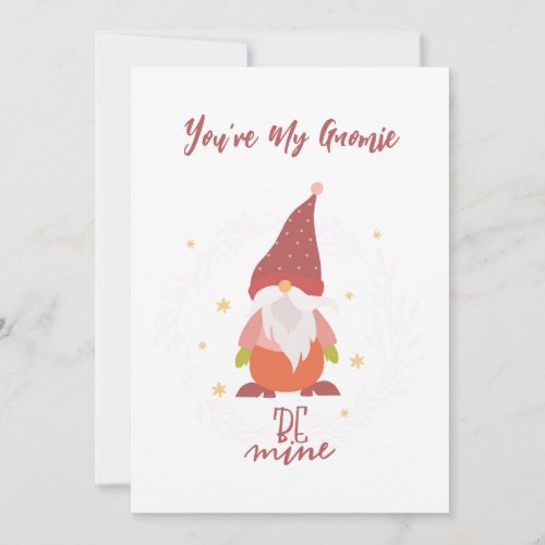Adorable Funny Gnome Gnomie Be Mine Valentine Red Holiday Card