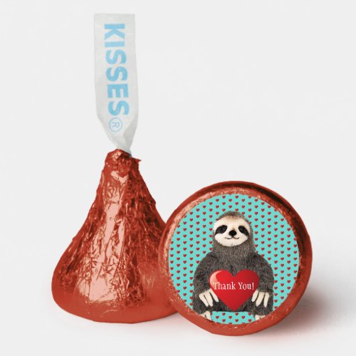 Adorable Funny Sloth Valentine Heart Thank You Hersheys Kisses