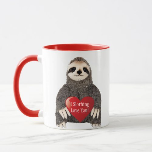 Adorable Funny Sloth Valentines Day Heart Pun Mug