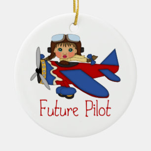 Adorable Future Pilot, Helicopter Pilot - GIRLS Ceramic Ornament