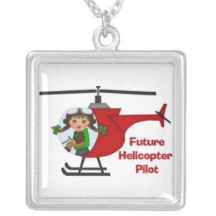 Adorable Future Pilot, Helicopter Pilot  - GIRLS Silver Plated Necklace