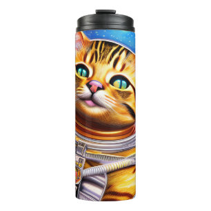 Adorable Futuristic Astronaut Cat Thermal Tumbler