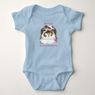 Adorable Fuzzy Lop Rabbit with Pink Tulip Baby Bod Bodysuit