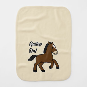 Adorable Gallop On! Happy Foal Kawaii Horse Design Baby Burp Cloth