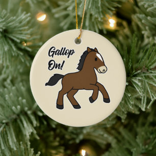 Adorable Gallop On! Happy Foal Kawaii Horse Design Ceramic Ornament